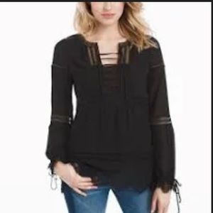 WHBM Tunic Blouse with Lace Detail